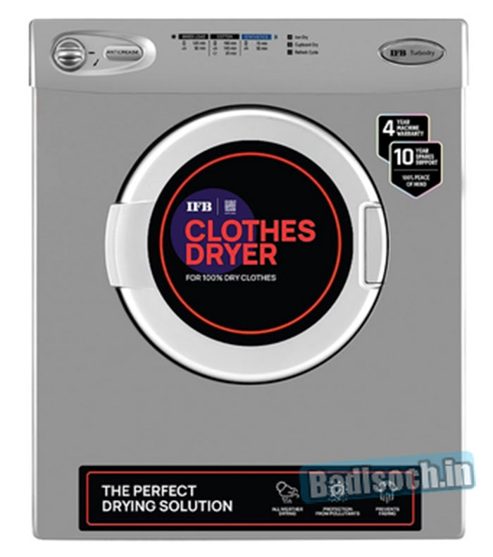 IFB 5.5 kg Fully-automatic Dryer (TURBO DRY EX, Silver, Wall Mountable, Anti crease)