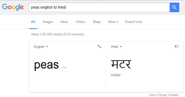 Google translate English to Hindi