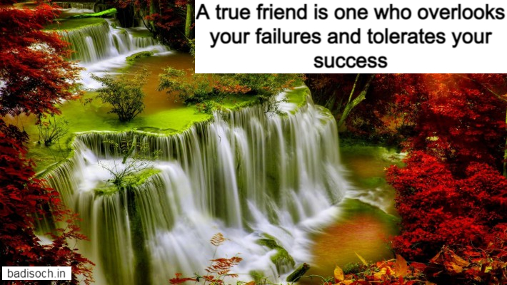 A true friend is one who overlooks your failures and tolerates your success