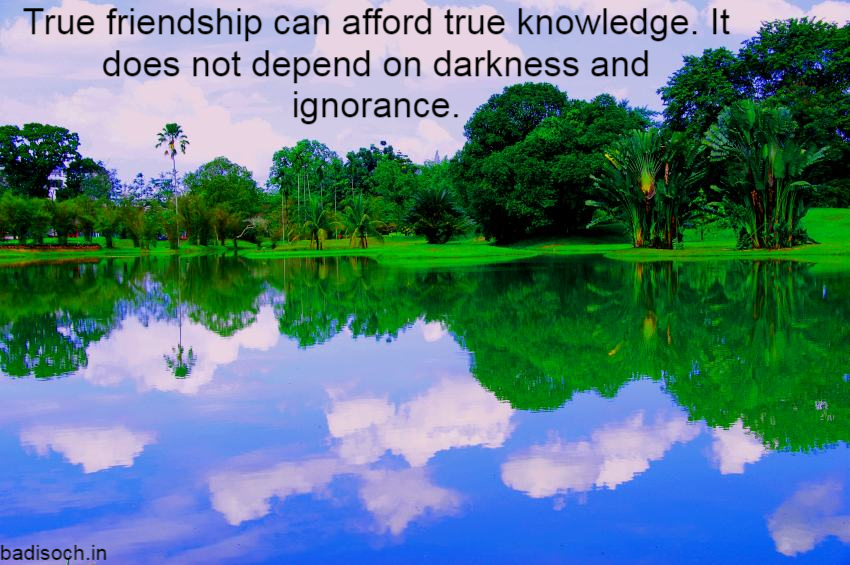 Fake People Quotes about True friendship can afford true knowledge. It does not depend on darkness and ignorance.