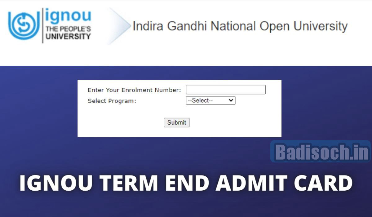 Indira Gandhi National Open University Admit Card