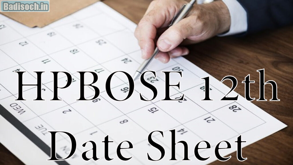 HPBOSE 12th Date Sheet
