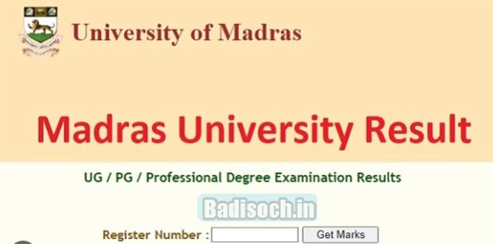 Madras University Result 2023