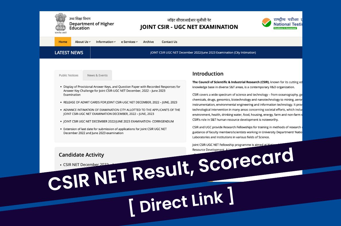 CSIR NET Result 2024 Check Merit List, CutOff & Scorecard Link