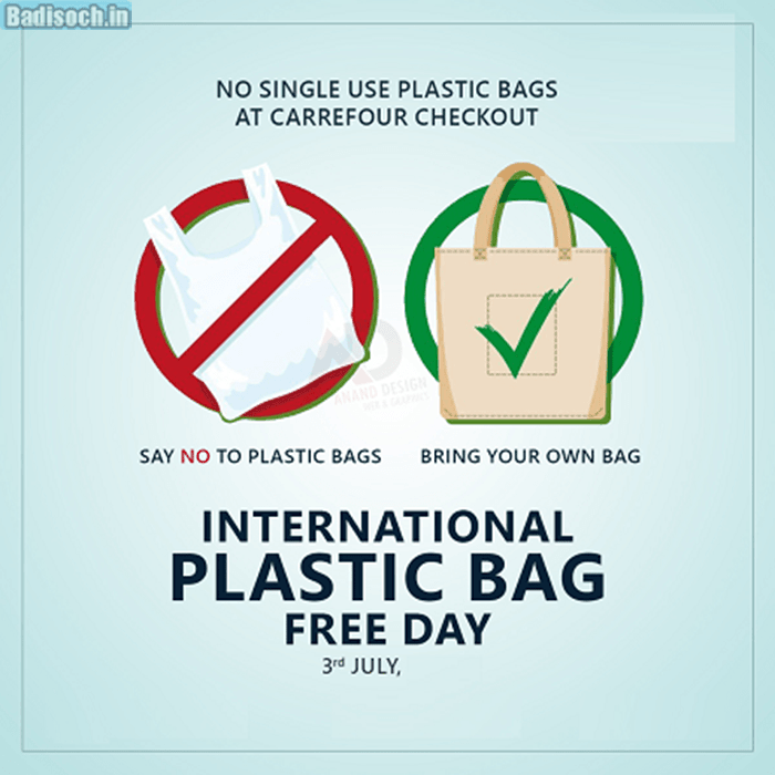 Premium Vector | Celebrate international plastic bag free day on july 3  with plastic bags in sign red cross